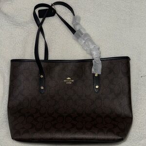 Dark Brown Signature Tote with Pouch